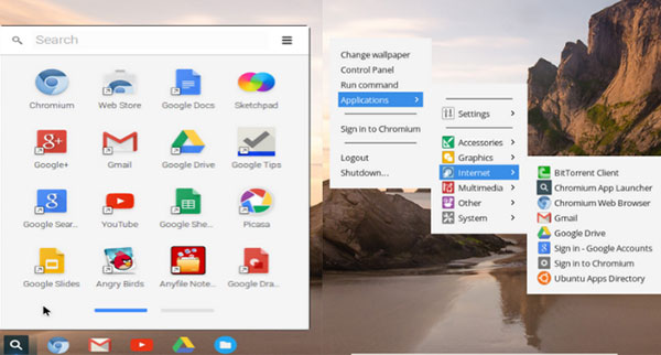 Chromixium Linux menus