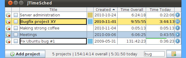 jTimeSched interface