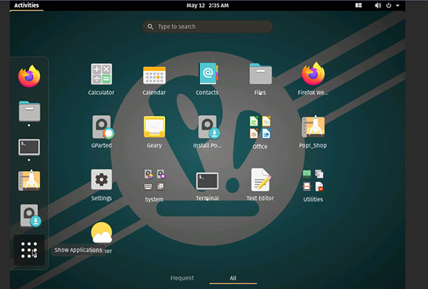 POP!_OS 20.04 Activities menu